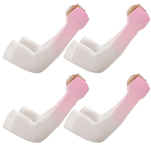 Mangas de brazo de protección solar UV para hombres y mujeres, mangas de compresión para el sol de enfriamiento - Deportes - Entrenamientos - Cubierta de tatuaje, Rosa, Standard