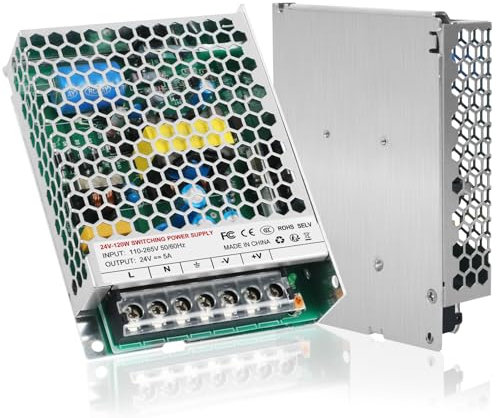 Transformateur 220V 24V LED 120W, alimentation 24v 120w 5A pour G4, GU5.3, MR11, MR16, Bande LED, convertisseur 220v 24v pour treuil Cric Voiture Moniteur LCD Caméra Sécurité CCTV Stéréo Voiture