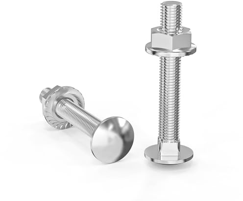 Wavanta M6 Coach Bolts, M6 x 50mm Carriage Bolts with Flange Hexagon Nuts, Zinc Plated, Carbon Steel, Coach Screws, Pack of 20