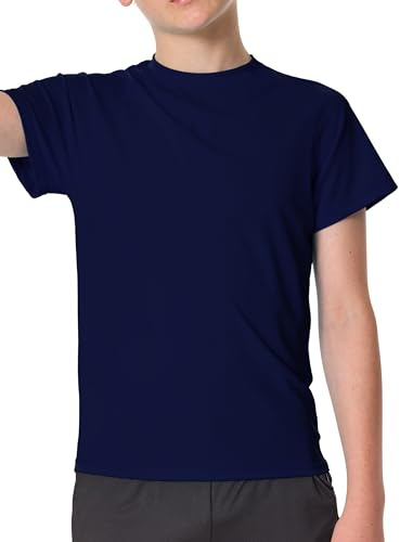 Jungen UV Shirt Rashguard UPF 50+ Schwimmshirt Kinder Badeshirt Rundkragen Bademode Trocknend (Marineblau,10-12 Jahre)
