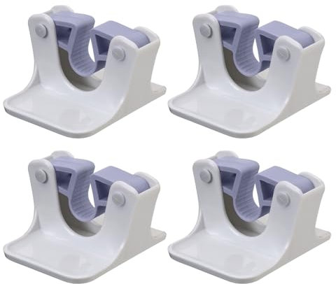 Vynetra Set Of 4 Wall Mounted Mop Grippers No Drilling Broom Holders Mop Handle Hanger Space Saving Cleaning Tool Organizers