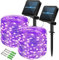 Vulisox Solar String Lights Outdoor, Fairy Lights Waterproof, 2 Pack Total 12M/ 40Ft 120LEDS/ 8 Mode Copper Wire Solar Lights Outdoor Garden for Party, Trees, Camping, Decorations (Purple)
