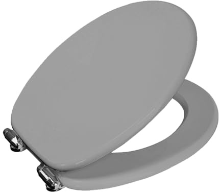 Showerdrape Norfolk Soft Close Grey Wooden Toilet Seat – Premium MDF WC Seat with Soft Close Hinges, Walnut Wood Effect Bathroom Toilet Lid, Easy Clean & Universal Fit