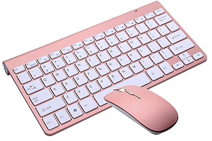 Uonlytech 2.4g Clavier Mini sans Fil avec Ergonomique Ultra-Fine pour Bureau à Rose sans Piles
