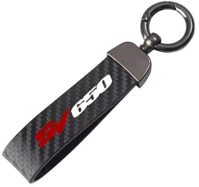 Moto Cuir Fibre de carbone Porte-clés pour Suzuki SV650 SV 650 SV650X SV650S Accessoires de moto,Black-A