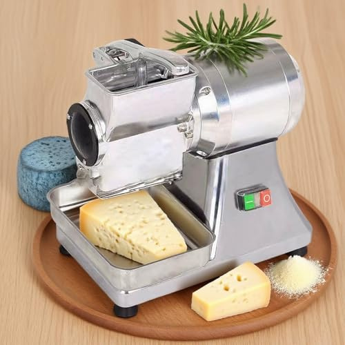 Dfdieratve Grattugia Elettrica Professionale, 40 kg/Ora Tritatutto Elettrico in Acciaio Inox - Formaggio, Pane, Cioccolato, Frutta Secca - Alluminio Pressofuso - 550 Watt - Argento