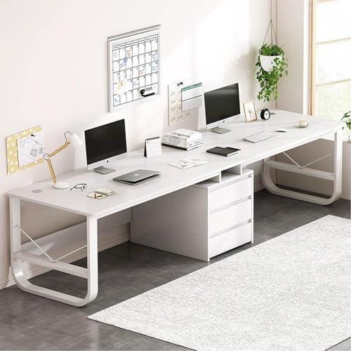 SJDUYD Scrivania doppia da 200/240 cm, scrivania per computer da gioco con cassetti, scrivania da studio per postazioni di lavoro in ufficio a casa C,200 * 50 * 73CM