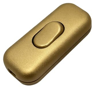Powice Zwischenschalter mit Erdungsschutz, 250V 6A Schnurschalter für 2- und 3-adrige Netzkabel, Kabelschalter für Kleingeräte & Leuchten, Kippschalter mit Erdung, Gold