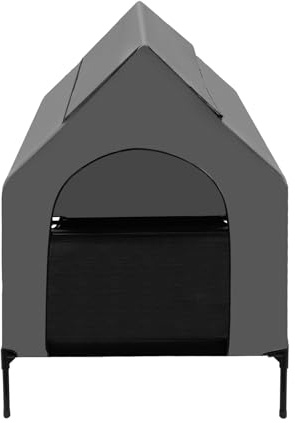 Hundeliege Outdoor mit Dach Hundezelt 125 x 92 x 122 cm Erhöhtes Hundebett Hundehaus 2-in-1-Hundebett und Zelt Haustierbett