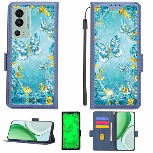 Kinetijy hülle Kompatibel Für Zuum Desbloqueado Aura Z Hülle Case Handyhülle Schutzhülle [Mit 9H Härte HD Schutzfolie][RFID-Blockierung][Goldglitter + Leuchtend] LPT-YHD
