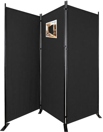 VOUNOT® Paravent Raumteiler 3 Teilig Freistehend Stoff Trennwand Klappbar Sichtschutz Stellwand für Balkon Wohnzimmer Schlafzimmer und Büro 262 x 30 x 173 cm Anthrazit