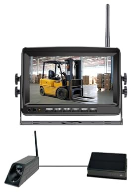 Monitor DVR digitale senza fili da 7 pollici HD a schermo diviso Magnetico solare 9600 mA Batteria 1080P Kit telecamera per vista frontale del carrello elevatore(32G)