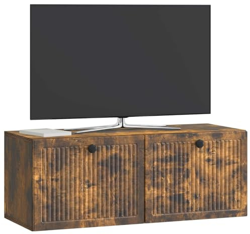 vidaXL Wandmontierter TV-Schrank Geräucherte Eiche 78,5 x 31 x 30 cm, Moderner Wohnraum, rechteckiger TV-Schrank, viel Stauraum, Wandmontage, kompakter Organizer fürs Zuhause