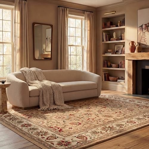 Safavieh Traditionell Teppich für Wohnzimmer, Esszimmer, Schlafzimmer - Lyndhurst Collection, Kurzer Flor, Beige und Elfenbein, 200 x 300 cm