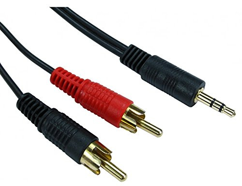 Cable conector macho de 3,5 mm. 1 m Male Jack to Twin RCA
