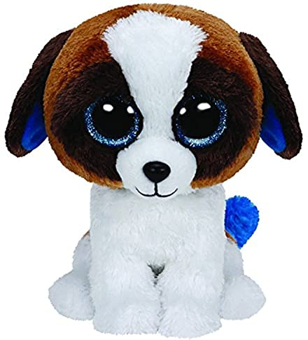 TY 36125 - Duke Hund mit Glitzeraugen, Glubschi's, Beanie Boo's, 15 cm, weiß/braun