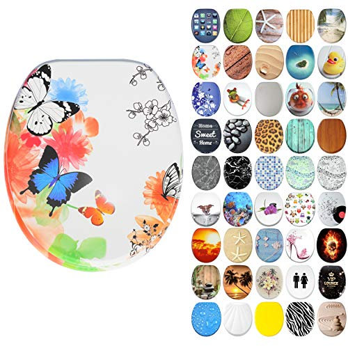 Sanilo Soft Close Toilet Seat, Wide Choice of New Toilet Seats, Stable Hinges, Easy to Mount (Butterfly)
