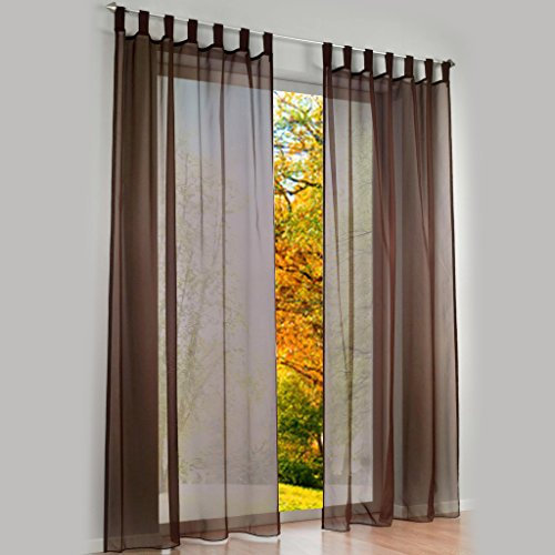 Thinkbay Handarbeit Schlaufen Gardine Schöne Vorhänge 1er-Pack Vorhang H*B 225 * 140cm Braun