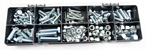 145 sortiert verzinkt UNF Muttern, Schrauben und Hex Sets 1/10,2 cm 5/40,6 cm & 3/20,3 cm