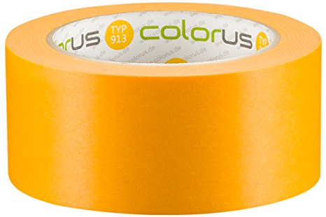 Colorus Profi Goldband Abklebeband 50 mm x 50 m | Dünnes Lackier-Klebeband für Innen, Außen, 90 Tage | Malerband Soft Tape für scharfe Farbkanten | Lack-Klebeband Lackier Abdeckband Washi Tape