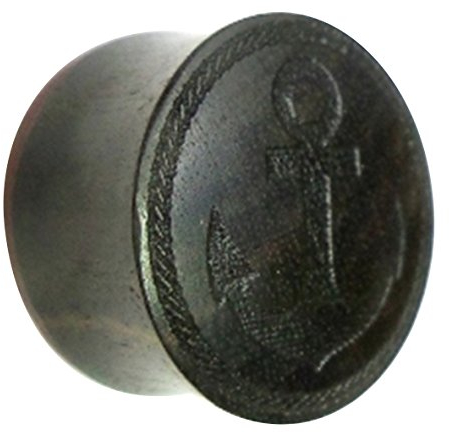 CHICNET Flesh Plug Ebenholz Anker Seil Ring Double Flared Lobe Dehner schwarz Gravur dunkel braun Expander| Unisex Piercing Damen Herren Meer | Organic Holz Ohrring Ohrstecker 10 mm