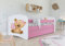 Kinderbett Jugendbett 70x140 80x160 80x180 Rosa mit Rausfallschutz Schublade und Lattenrost Kinderbetten für Mädchen - Teddybär mit Blumen 140 cm