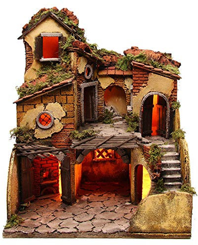 Holyart Dorf mit Feuerstelle 40x40x50 cm für 10 cm Krippe