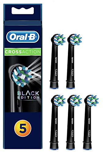 Oral-B CrossAction Black Edition Aufsteckbürsten, Borsten im 16-Grad Winkel für eine überlegene Reinigung, 5 Stück, schwarz