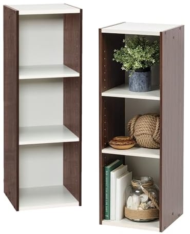 Iris Ohyama Platzsparendes Regal, Breit, 3 Ebenen, Braun, Verstellbar, Multifunktional, Modular, Für Wohnzimmer, Homeoffice, Schlafzimmer, Organisation, Bücher, CD, Dekor, Einfache Montage, UB-9030