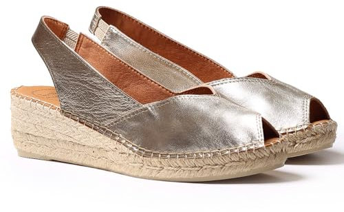 Espadrille compensée en Cuir pour Femme - BERNIA-P - Platine, 39 EU