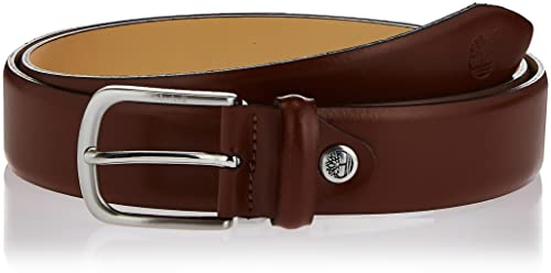 Timberland Herren 35 mm, runde Schnalle, klassischer Ledergürtel Gürteltasche, Cognacfarben, M