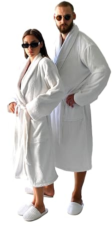 Westlane Linens 100% Egyptian Cotton Terry Toweling Bathrobe with complimentary Slippers, Hotel & Spa Quality Unisex Dressing Gown Bath Robes for Men & Women