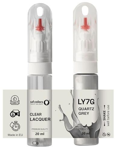 SD COLORS LY7G Ausbesserungslack, Quarzgrau, 20 ML, praktischer Pinsel für Kratzer-Reparatur, Farbe und Lack.