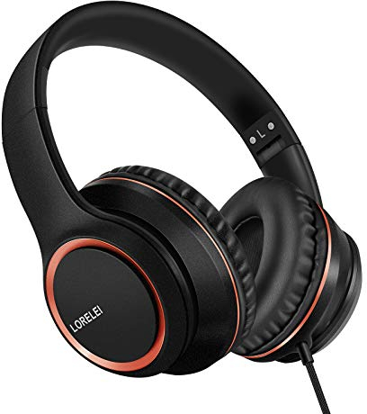 LORELEI X8 Casque filaire avec microphone avec ligne en nylon anti-nœuds de 1,45 m et prise de 3,5 mm, léger, pliable et portable pour smartphone, tablette, ordinateur, MP3/4 (noir sidéral)