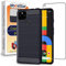 ebestStar - Hülle für Google Pixel 4A (Version 4G, Nein 5G), Silikon Handyhülle Cover, Carbon Fiber Texture Schutzhülle, Dunkelblau + Panzer Schutz Glas