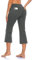 MOVE BEYOND Damen Yogahose 3/4 Sommerhose Caprihose Leicht Sporthose Butterweiche Jogginghose mit Taschen, Grau, XL