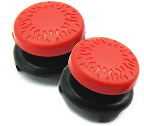 TEUVO Thumbsticks, Silicona Thumbsticks Grips Gorras para PS5 Joystick y para PS4 Joystick a Aumentar Precisión, Objetivo y Consuelo Reducir Pulgarcito Fatiga, Rojo, 2 Pcs