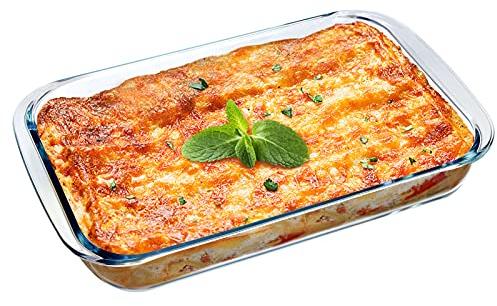 NUTRIUPS Glass Baking Dish Set for Oven, 3.7QT Glass Pan for Cooking,3.5L Rectangular Bakeware Casserole Dish