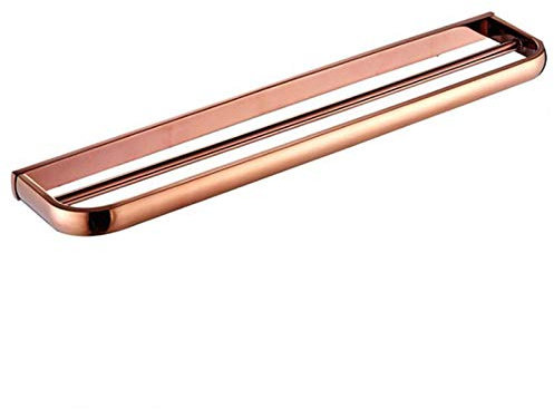 WPHH Porte-Serviettes Double 57Cm, Porte-Serviettes en Laiton Cuivre, Étagère De Salle De Bain Porte-Serviettes Mural, Étanche Et Antirouille,Rose Gold