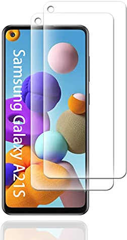 UNO' Displayschutzfolie aus gehärtetem Glas, Handy Panzerglas, kompatibel mit Samsung Galaxy A21s, ultradünn, blasenfrei, 9H, kratzfest, 2 Stück