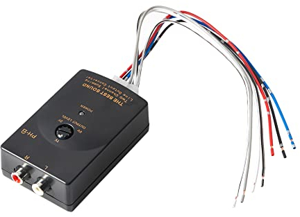 NuIth Car Radio Stereo High to Low Converter Wire Adapter 2-Channel Adjustable Amplifier Subwoofer Interface w/Remote Turn On RCA Car Line Output Wire Cable