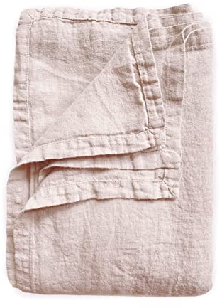 JOWOLLINA Laken Bettlaken Überwurf mit Briefecken 100% Leinen Stonewashed 220 g/m2 (245x290, Pastell Rosa)