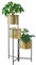 [en.casa] Support de Plante Design à 3 Cache-Pots Pliable Vase Intemporel Pot de Fleur Rond Porte-Plante Métal 80 x 45 x 45 cm Laiton Noir