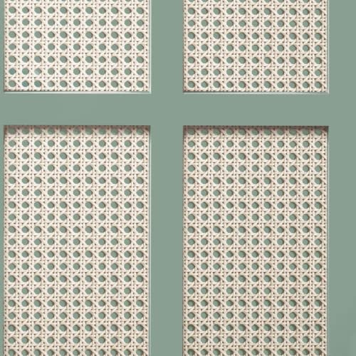 Full Roll Green Cane Wood Panel Wallpaper Wicker Rattan Modern Contemporary