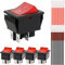 Xiatiaosann Interrupteur à bascule 4 broches 2 positions marche/arrêt lumière LED rouge illuminée AC 10A/125V 6A/250V DPST bateau interrupteur à bascule bouton à bascule, 5 pièces