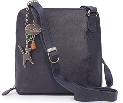 Catwalk Collection Handbags - Damen Leder Umhängetasche - Crossbody Bag/Handtasche Mittelgroß - Verstellbarer Schultergurt - Eleanor