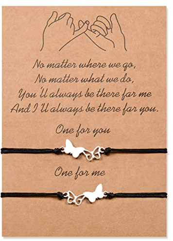VGWON Kreative Freundschaftsarmbänder, Geschenk für Schwester, beste Freundin, Freund und Freundin, 2 handgefertigte Armbänder, 11 inch, Edelstahl Nylon, Kein Edelstein