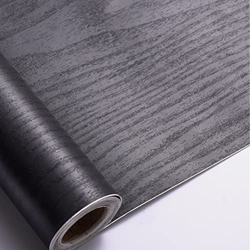 Arthome Klebefolie Rustikales Holzoptik Selbstklebende Tapete, 44cmx10m Schwarz Holz Papier, Dekoratives Vinyl für Möbel Küche Arbeitsplatte Schränke Möbel Tische Wand DIY Wandverkleidung