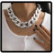 Prosy Punk Kubanische Link Kette Choker Halskette Leichte Chunky Oval Chain Link Halskette Statement Hip Hop Schmuck für Frauen und Mädchen (Silber)