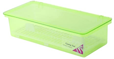DOITOOL Box Organizer Drain and Chopsticks Organizers Lid- Transparent Kitchen with Container Utensil Green Flatware Proof Cutlery Tray Storage Transparent- Lid
